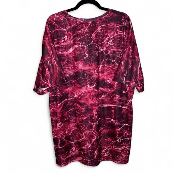 Mossy Oak Fishing Shirt 2XL Red Water Print Polyester Tee Outdoor - Picture 4 of 5